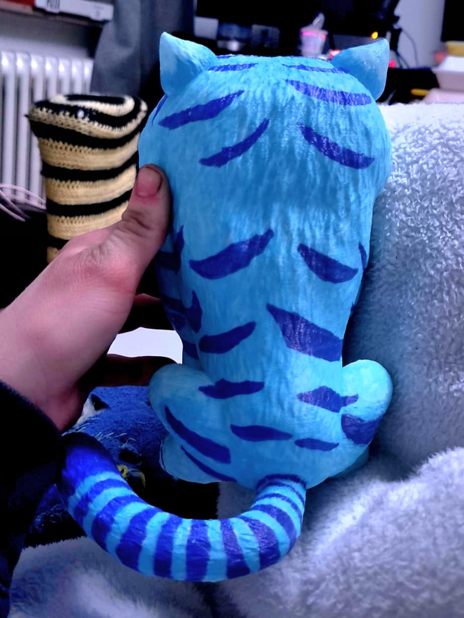 Derpy Tiger Figur – Kpop Dämonenjäger 3D Druck – Blaues Tiger Maskottchen in 3 Größen - Einfarbig