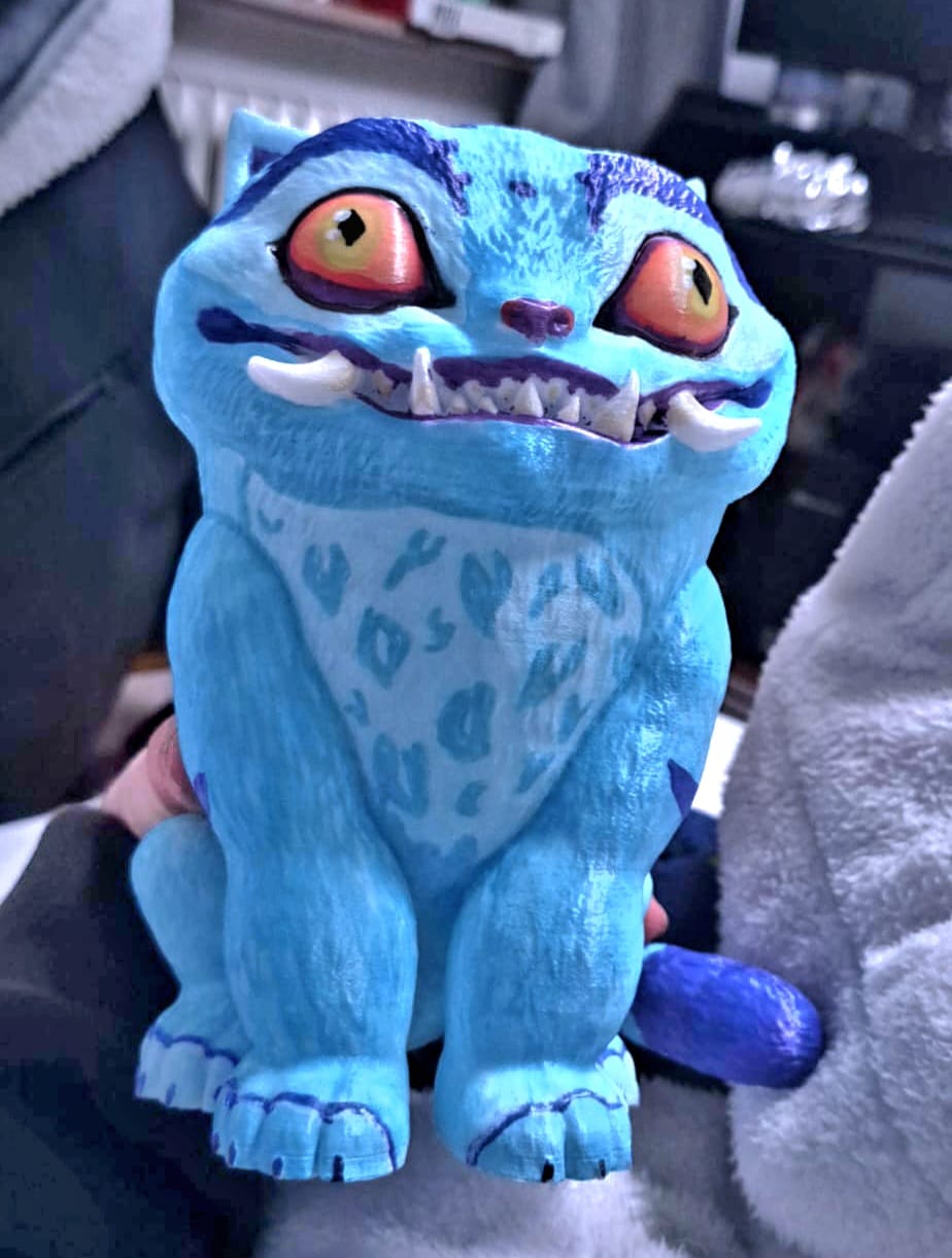 Derpy Tiger Figur – Kpop Dämonenjäger 3D Druck – Blaues Tiger Maskottchen in 3 Größen - Einfarbig